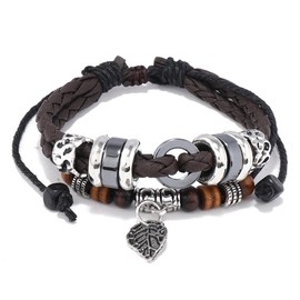 Women's bracelet woven leather fashionable retro (brown)