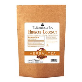 The Republic of Tea Hibiscus Coconut Full-Leaf Herbal Tea, 1 Pound / 200 Cups