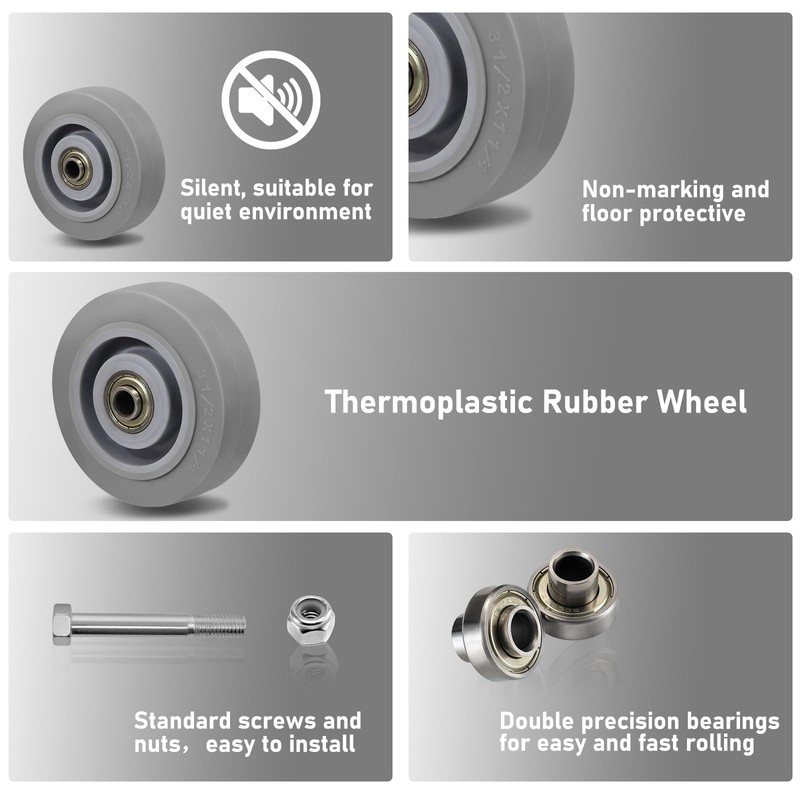3.5 Inch Thermoplastic Rubber Caster Wheels (Set of 4) –