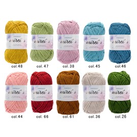 Mirei’s Cotton Yarn, Fine, 10 Color Set, Per Ball Approx. 1.4 oz (40 g), 140.0 yd (128 m), Crochet, Knitting, Autumn