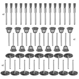 90 Piece Wire Brush Set, Cup Brush Drill, 3 mm Shaft Stainless Steel Brush Brush, for Drill, Polishing, Grinding, Cleaning