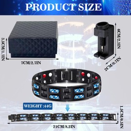 Zoonvii Obsidian Bracelet, Black Tourmaline Stone Bracelet, Black Obsidian Bracelet Men's Triple Protection, Obsidian Hematite Bracelet, Gift for Friends, Husband, Father, 316L titanium steel