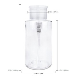 PANA 10oz Clear Push-Down Dispenser Bottle - 1 Bottle - Empty Refillable Pump Bottle for Nail Polish Remover Liquid