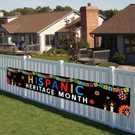 Hispanic Heritage Month Banner Latin American Banner Spanish Polyester Yard Lawn Outdoor Garden Decorations with Brass Grommets 20x120 inch