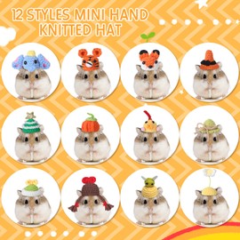 12 Pcs Hamster Hat Mini Hats for Snakes Small Animals Guinea Pig Hat Hamster Clothes Cute Tiny Rat Hat for Snakes Pets Lizards Hamsters Bearded Dragons Holiday Party Costume Accessories (Cute)