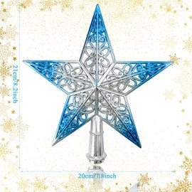 2PCS Christmas Tree Topper,8 Inches Star Christmas Tree Topper Xmas Tree Star Hollowed-Out Christmas Star Ornaments for Christmas Tree Decoration
