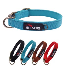 WDPAWS Dog Collar Polyester Cotton Webbing with Neoprene Inner Quick Release Bronze-Colored Buckle Buckle for Medium Dogs (Blue, M)
