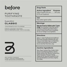 Before Natural Classic Toothpaste, Purifying Vegan Ingredients for Mouth Health, Balanced Foaming, Low Teeth Abrasion, Long Lasting Minty Fresh Flavour, Plant-Based Recyclable 100ml Tubes — 2 Pack