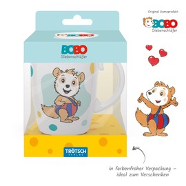Trötsch BOBO Siebenschläfer Kindertasse blau Geschenktasse aus Porzellan: Kindergeschirr Tasse Porzellan Geschenk Geschenkidee Kinder Lieblingstasse