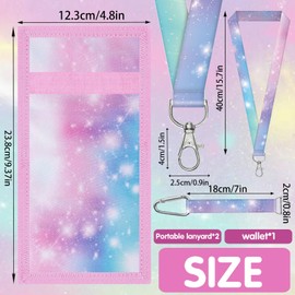 AUNGCSHE Children's Purse, Youth Wallet with Lanyard, Zippered Coin Pocket Card Holder, Children Age 4-12 Trifold Wallet, Small, for Children's Birthday Gifts, Pink starry sky, Classic