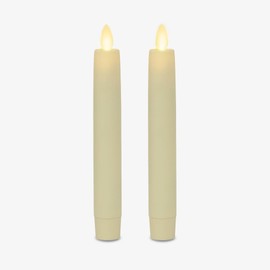 Luminara Set of 2 Moving Flame LED Tapers (1x6-inch), Flameless Candle, Flat Top, Smooth Real Wax, Unscented (Ivory)