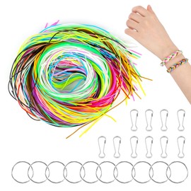 200 Pieces Scooby DOO Bands Set, Playtastic Scoubidou Strings, DIY String for Jewellery Making in 20 Colours, Plastic Bands Strips with 20 Key Ring Ring and Hook for DIY Artwork