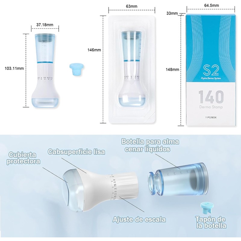 Ajustable Rodillo Facial S2, Incluye un Aplicador de Sérum de