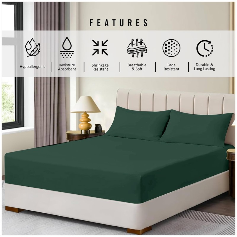Microfiber Fitted Sheet Double - Plain Bed Sheets - Deep