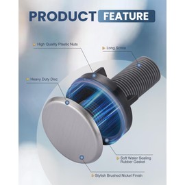 ARCORA Kitchen Sink Hole Cover: Premium Faucet Hole Plate Stopper Plug, Countertop Extra Hole Plastic Cap for Soap Dispenser Sprayer Tap, Brushed Nickel