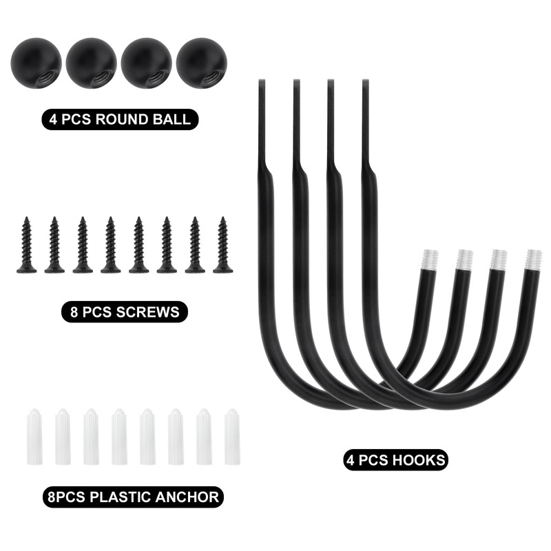 HOJLKLD Curtain Holdbacks, 4 Pcs Wall Mounted Metal Curtains Hook