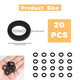 Sealing Ring Shower Head, 20 Pieces Sealing Rings Set 19 mm Seal for Shower Hose Washers Rubber Seal Round for Shower Hose Taps (Black)