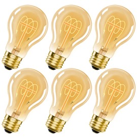 A19 Vintage 4W LED Edison Light Bulbs, 6 PACK E26 Base Antique Light Bulbs