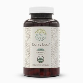 HerbEra Curry Leaf USDA Organic Capsules | Certified Organic Vegetarian Capsules, Herbal Dietary Supplement | Murraya koenigii Dried Leaf (120 Count)