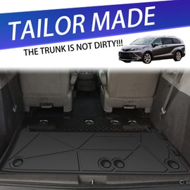 Elsetyler Cargo Liner for 2021-2026 Sienna - Black TPE All Weather Heavy Duty Waterproof Rear Cargo Tray Trunk Floor Mat Protector Compatible with 2021-2026 Toyota Sienna