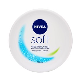 NIVEA Crema hidratante suave (500 ml), una crema hidratante para cara, cuerpo y manos con vitamina E y aceite de jojoba, crema de manos hidrata profun