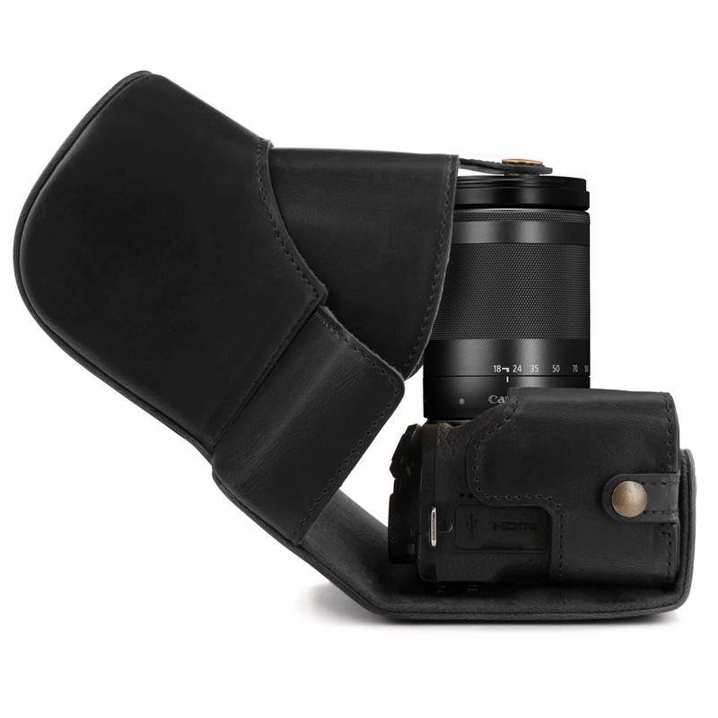 MegaGear Leather Camera Case, Black, for Canon EOS M6 Mark