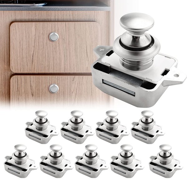 10pc Push Button Latch Catch Pop Up Cupboard Door Knob