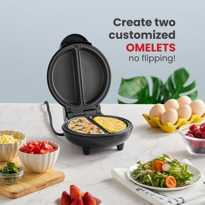 Elite Gourmet EOM123 Non-Stick Omelet, Frittata, Snack Pocket Maker, Dessert