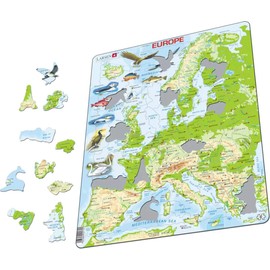 Larsen Puzzles Europe Map with Animals 87 Piece Children's Educational Jigsaw Puzzle