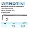 ARNDT Germany 4 mm extra langer Inbusschlüssel, metrischer Sechskantschlüssel, 140