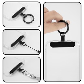 Lousrnman 6 Pack Black Color Cell Phone Lanyard Tether, Universal Fabric Wrist Phone Lanyard Phone Strap Tether Tab with Metal Ring Compatible with Most Smartphones