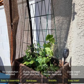 Trellis for Climbing Plants Outdoor, Rifny 16.5 x 40 Inch Metal Cucumber Trellis with Plant Clips Twist Ties, Garden Plant Trellis Arch Support for Vegetable Pea Tomato (Black, 2 PCS)