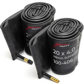 Fincci Fat Bike Inner Tubes 20 x 4.0 - Pair 100-406 mm with 48mm Schrader Valve - For Fat Tire and Mountain, Electric & Road Bicycles - Suitable for Sand, Snow, Dirt & Trail Use- Pack of 2 accessories