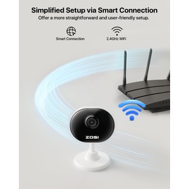 ZOSI 2MP 1080p Indoor WLAN IP Camera with Plug-in Power, Local AI for Person/Movement, 2.4GHz WiFi, Pack of 2 C688