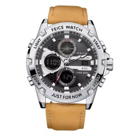 FEICE SILVER ACCENTED DUAL DISPLAY WATCH