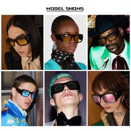 Heptagram Sunglasses for Women Men Fashion Trendy Retro Sun Glasses 90’s Y2K Vintage Oversized Square Style Shades (Black Pink)