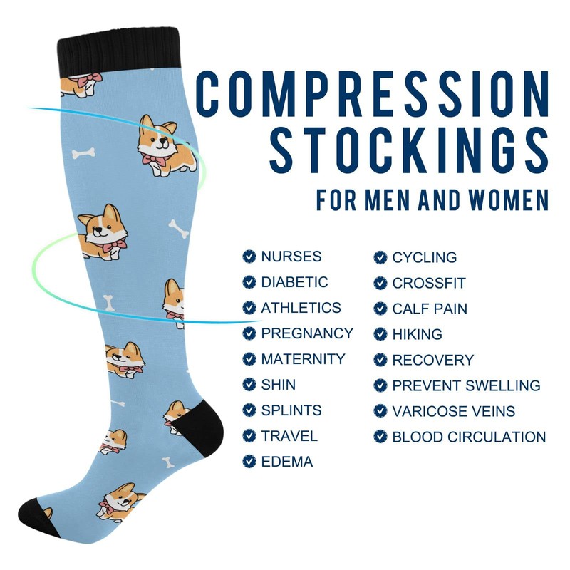 Wusikd Cute Welsh Corgi Compression Socks for Women and Men