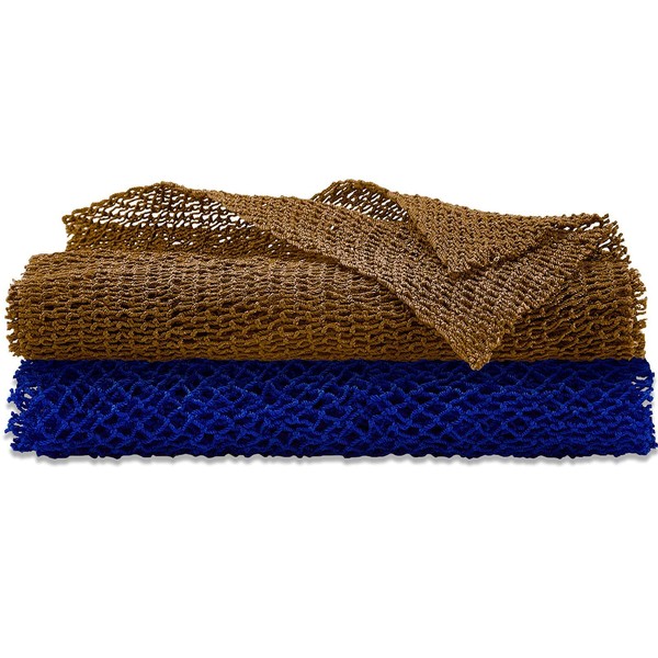 2 Pieces African Net Sponge Exfoliating Net African Body Scrubber Bath Rag Washcloth Towel Shower Body Back Scrubber Skin Smoother for Daily Use or Stocking Stuffer (Blue, Army Green)
