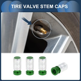 INFINAUTO Tire Valve Stem Caps 7x24mm for Car Truck Motorbike Bicycle Tyre Valve Dust Covers Aluminum Alloy Green Decorative