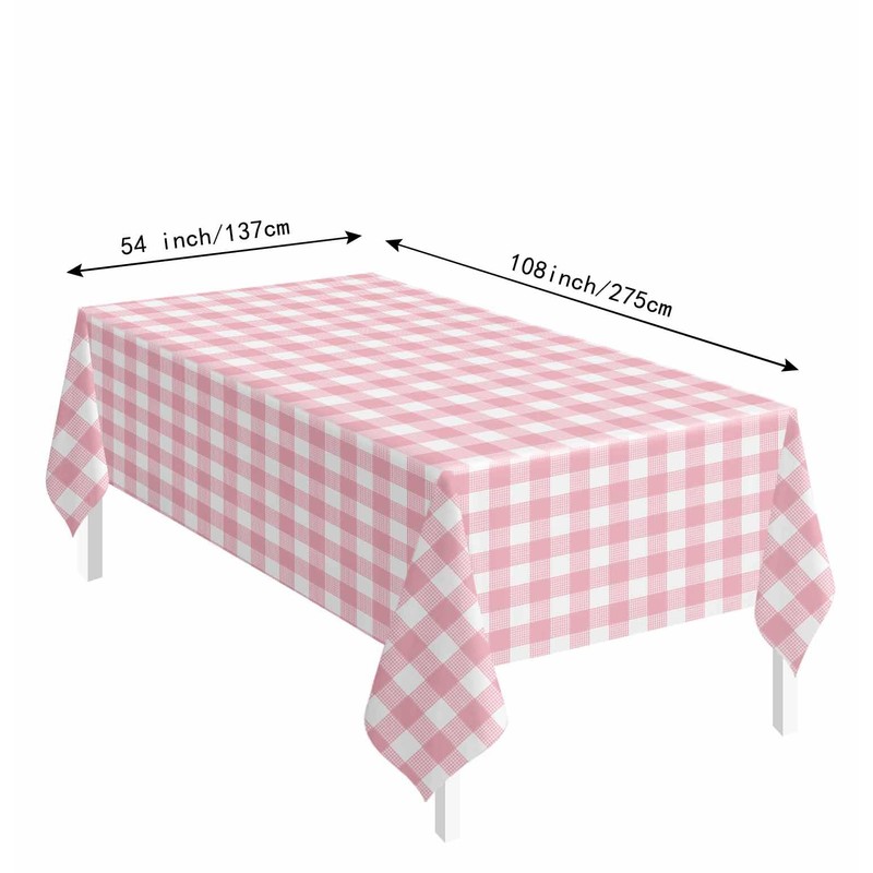 SietDESEO 3 Pack Light Pink Gingham Tablecloth Rectangle 54 x