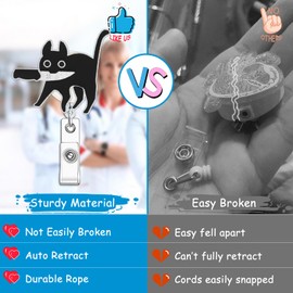 Cute CAT Badges Reels Funny Badge Holder Retractable Accessories ID Clip for Nursing Nurses Doctor Student Teacher Healthcare Medical Work Assistant MA CNA RN ER Office Gifts