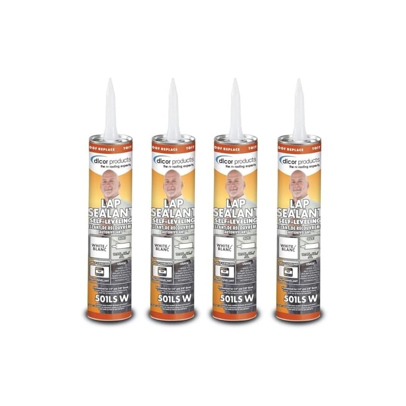 Dicor 501LSW-1, Lap Sealant Self-Leveling, White, 10.3 Ounce Tube (4)