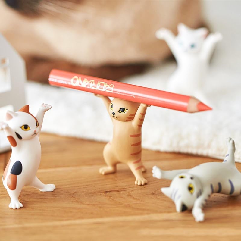 Wowjimi Pen Stand, 5 Pieces, Pen Holder, Funny Cats, Cute
