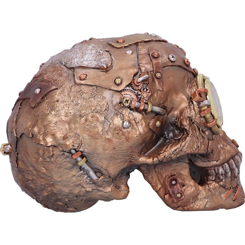 Nemesis Now, Bronze, Scrapped Skull Steampunk Skeleton Figurine, 19cm