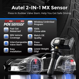 Autel TPMS Sensor MX-Sensor 2 in 1 (315MHz + 433MHz) Press-in 100% Cloneable TPMS Programmable Sensors Tire Pressure Monitoring System (Rubber Valves)