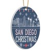 San Diego Christmas Round Ceramic Ornament 3 inches Featuring Skyline,