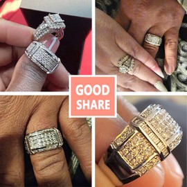 SHELOVES Mens Wedding Rings 926 Sterling Silver Rings Wedding Band for Man Round Cut AAAAA Cubic Zirconia CZ Sz S