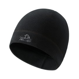 PELLIOT Winter Hats for Women Polartec Fleece Beanie Hats Ponytail Beanies Warm Lightweight Skull Cap Black