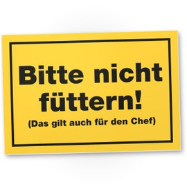 DankeDir! Bitte nicht füttern auch Chef - Schild Kunststoff 30 x 20 cm - Spruchschild Geburtstagsgeschenk Türschild lustiger Spruch - Geschenk Party Partydeko Deko Büro Geschenkidee Kollegen Freunde