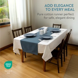 JEMIDI Table Runner Modern Blue 40 x 180 cm - 100% Cotton - Modern Table Runner - Oeko-Tex Certified - Fabric Table Runner - Table Runner Extra Long - Machine Washable